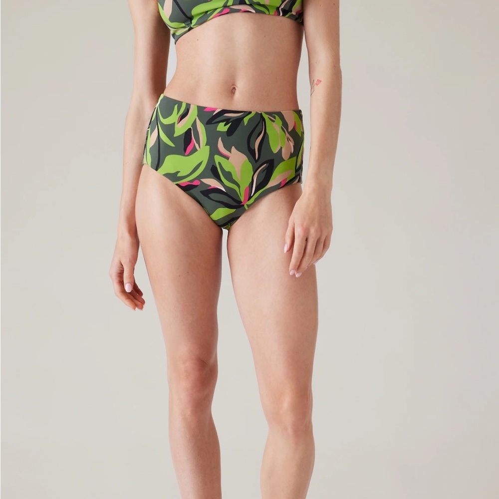 Athleta HIGH WAIST SWIM BOTTOM in Deep Fern Floral